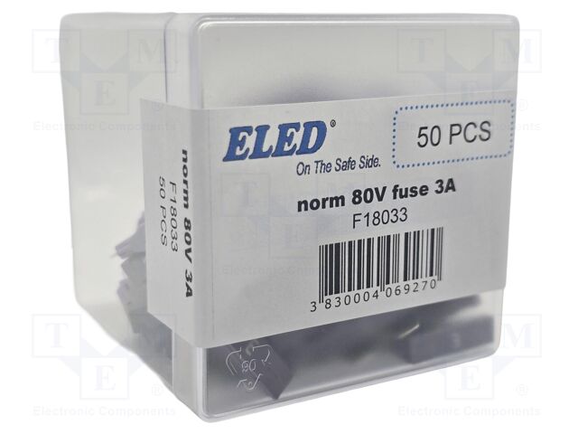 Fuse: fuse; 3A; 80VDC; automotive; 19mm; 19x5.1x20mm