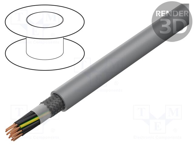 Wire; BiT 500 C; 14G0.75mm2; tinned copper braid; PVC; grey