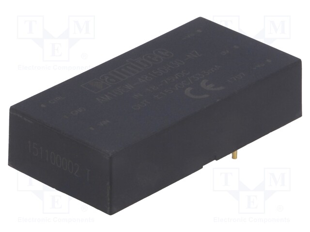 Converter: DC/DC; 10W; Uin: 18÷75V; Uout: 15VDC; Uout2: -15VDC; 2"x1"