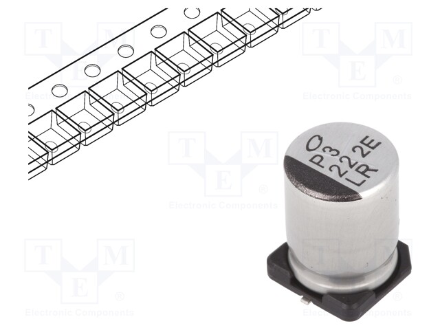 Capacitor: electrolytic; SMD; 22uF; 250VDC; Ø10x13.5mm; ±20%; 3000h