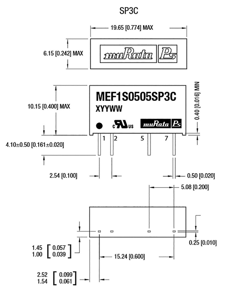 Converter: DC/DC; 1W; Uin: 4.75÷5.25V; Uout: 3.3VDC; Iout: 303mA; SIP