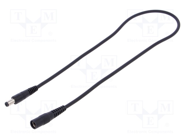 Cable; DC 5,5/2,1 plug,DC 5,5/2,1 socket; straight; 1mm2; black