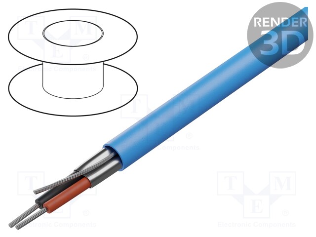 Wire; 1x2x18AWG; shielded,Al-PET foil; FEP; light blue; 300V; 305m