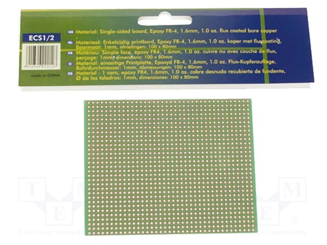 Board: universal; eurocard,single sided,prototyping; W: 100mm