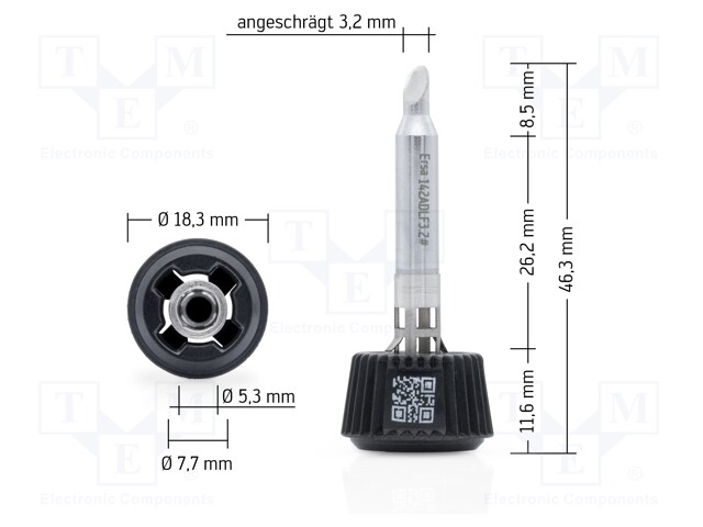 Tip; hoof; 3.2mm; longlife; for soldering station; ERSA-0ICT1000A