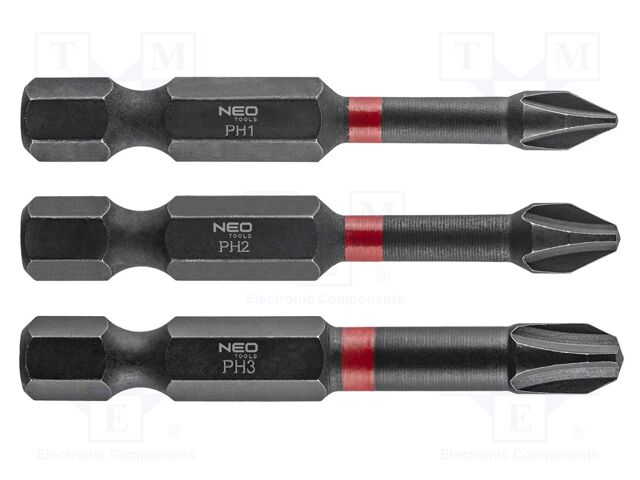 Kit: screwdriver bits; Phillips; impact; 1/4"; 3pcs.