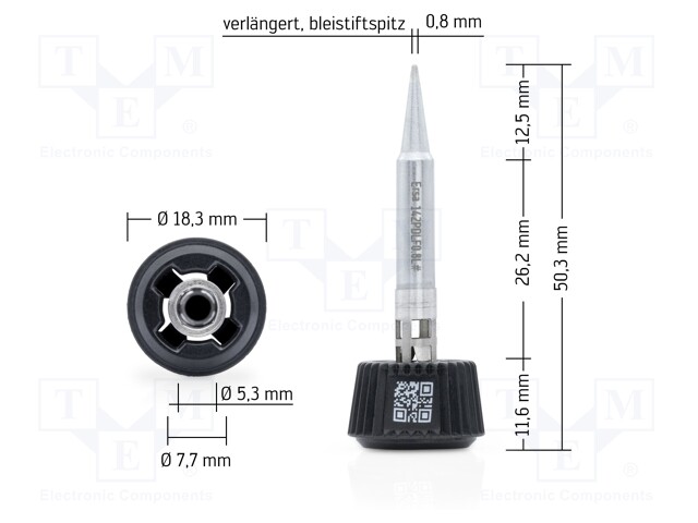 Tip; bent pin; 0.8mm; longlife; for soldering station