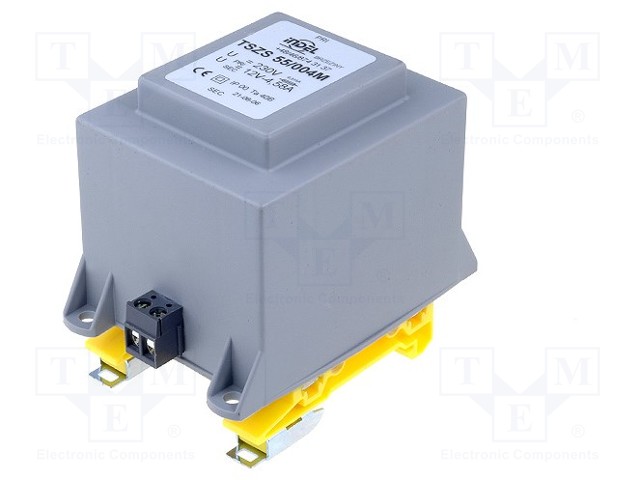 Transformer: encapsulated; 60VA; 230VAC; 12V; 5A; Mounting: DIN; 1kg