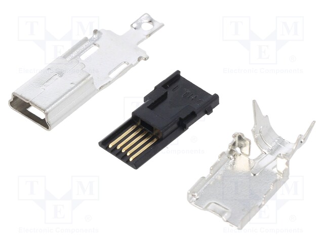 Plug; USB B mini; UX; for cable; soldering; PIN: 5; straight; 50pcs.