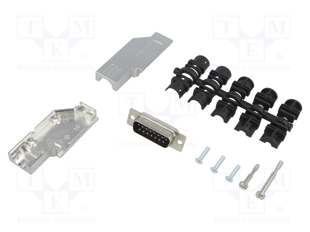 D-Sub; PIN: 15; plug; male; shielded,stamped and formed contacts