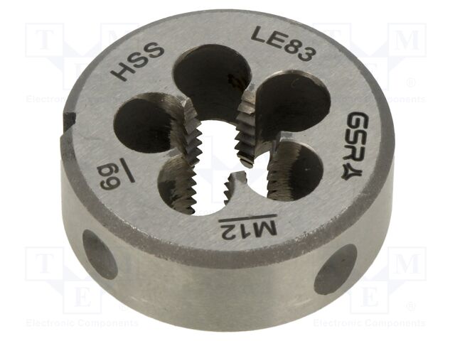 Threading die; M12; 1.75; high speed steel; H: 14mm; Øout: 38mm