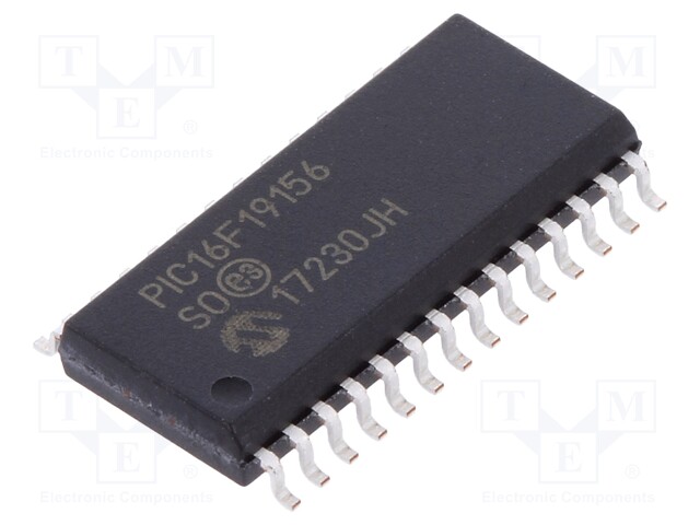 PIC microcontroller; Memory: 28kB; SRAM: 2048B; EEPROM: 256B; SMD
