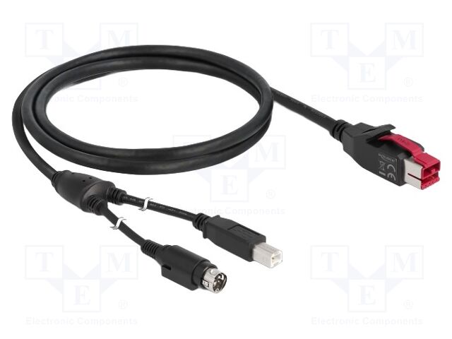 Cable; DIN mini 3pin plug,PoweredUSB plug,USB B plug; 1m; black