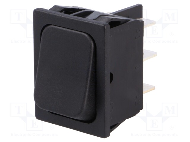ROCKER; DPDT; Pos: 2; ON-ON; 16A/250VAC; black; IP40; none; 100mΩ