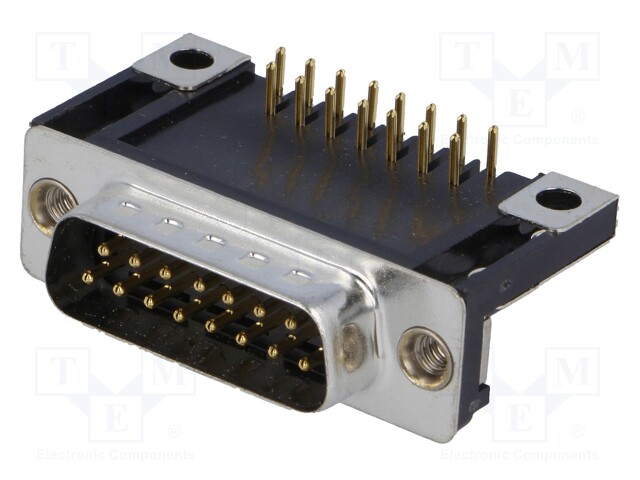 D-Sub; PIN: 15; socket; male; 14,1mm standard; Locking: screws; THT