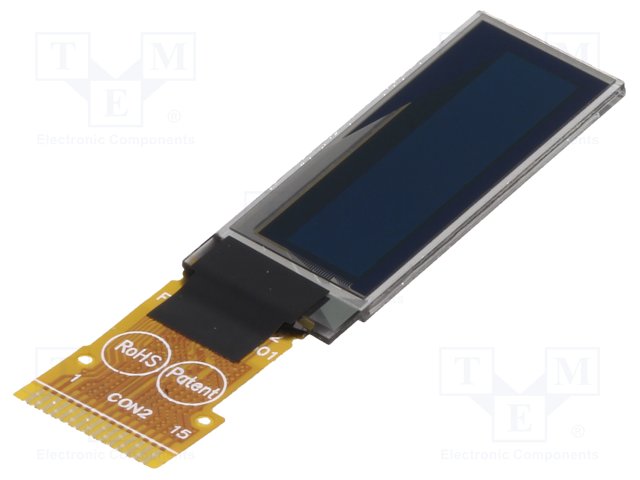 Display: OLED; graphical; 0.91; 128x32; Dim:30x11.5x1.45mm; white