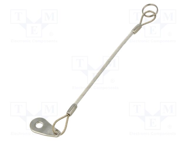 Retaining cable; with mounting tab and key ring; PVC; L: 150mm