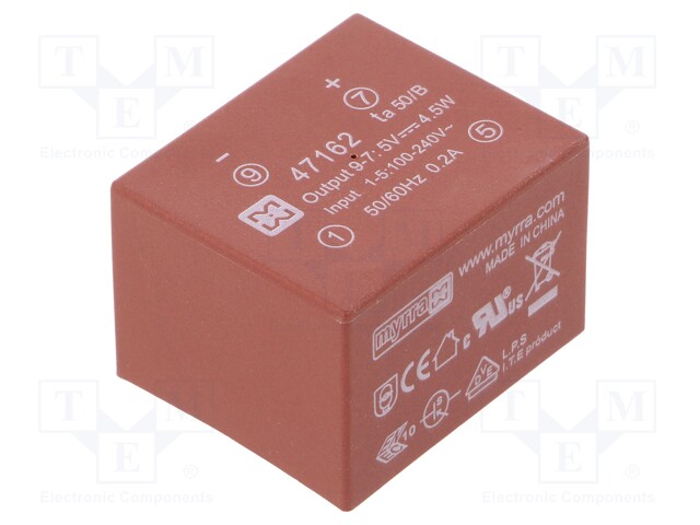 Converter: AC/DC; 5W; Uout: 5VDC; Iout: 900mA; 68%; Mounting: PCB