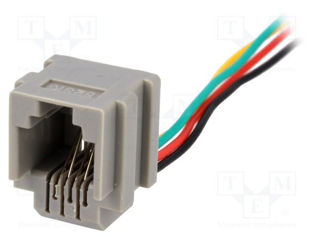 Socket; RJ11; 200mm; PIN: 4; with panel stop blockade,with leads