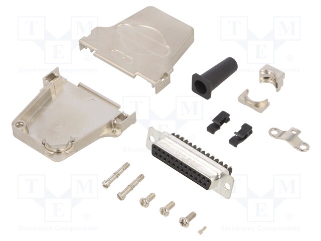 D-Sub; PIN: 25; plug; female; soldering; for cable; black