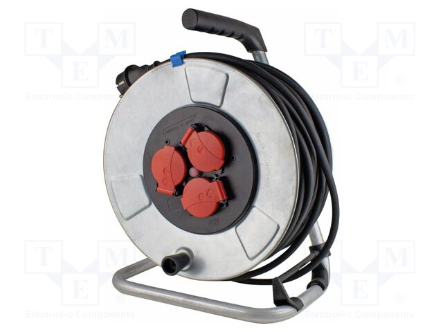 Extension lead; 3G1.5mm2; Sockets: 3; PVC; yellow; 50m; 16A