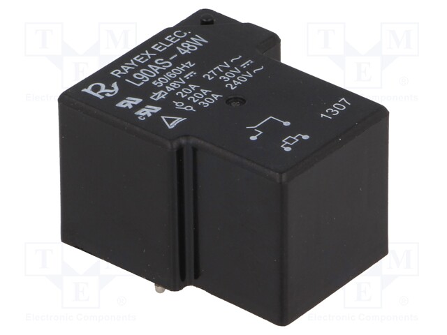 Relay: electromagnetic; SPST-NO; Ucoil: 48VDC; 30A; Series: L90