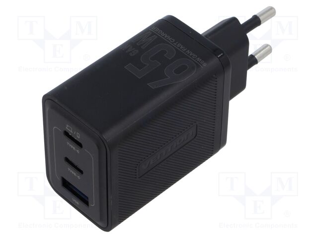 Power supply: switching; mains,plug-in; 5÷20VDC; 65W; black; 3.25A