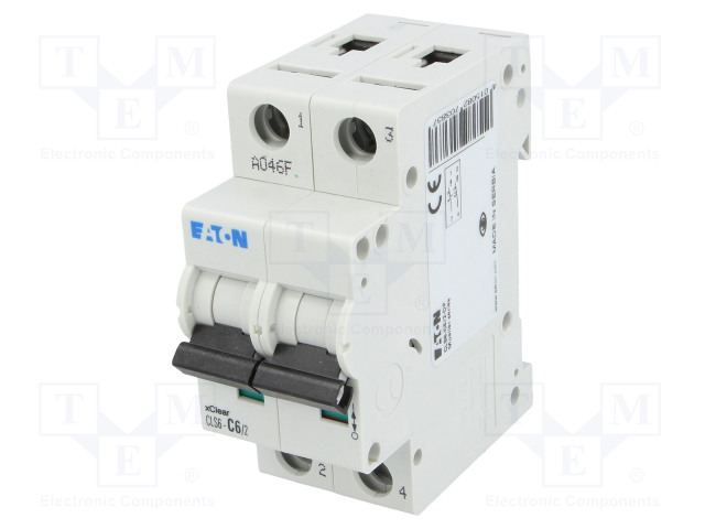 Circuit breaker; 230VAC; Inom: 6A; Poles: 2; DIN; Charact: C; 6kA