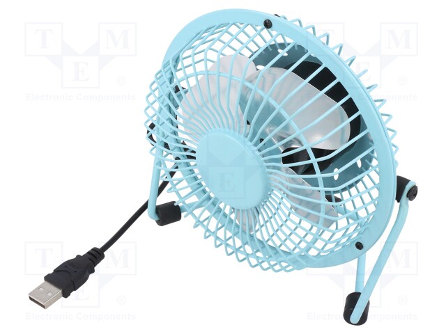Fan: DC; 3W; 5V; Ø: 100mm; Len: 1m; 140x150x80mm; Plug: straight; blue