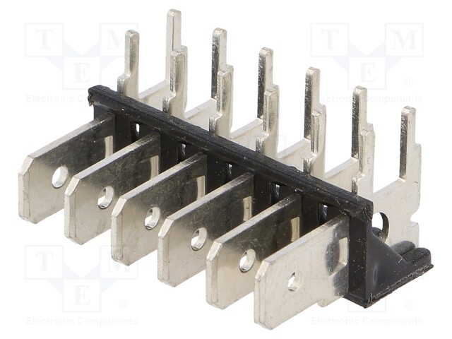 Terminal: spade terminal strip; 6.4mm; 0.8mm; THT; brass; tinned