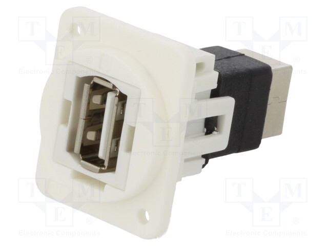 Coupler; USB A socket,USB B socket; FT; USB 2.0; plastic; 19x24mm