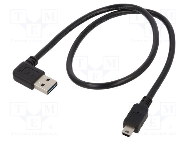 Cable; USB 2.0; gold-plated; 0.5m; black; 24AWG,28AWG; 480Mbps