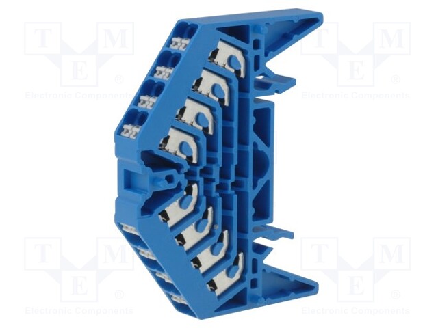 Splice terminal: rail; 1.5mm2; ways: 4; terminals: 16; blue; TS35x15