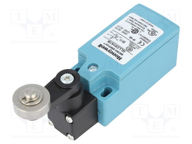 Limit switch; lever R 25mm, metallic roller Ø17mm; NO + NC; 10A