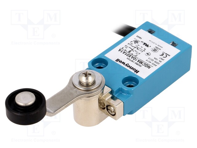 Limit switch; lever R 40mm, plastic roller Ø18mm; NO + NC; 10A