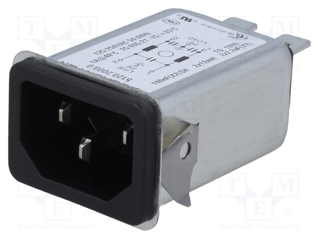 Connector: AC supply; socket; male; 1A; 250VAC; IEC 60320; -25÷85°C