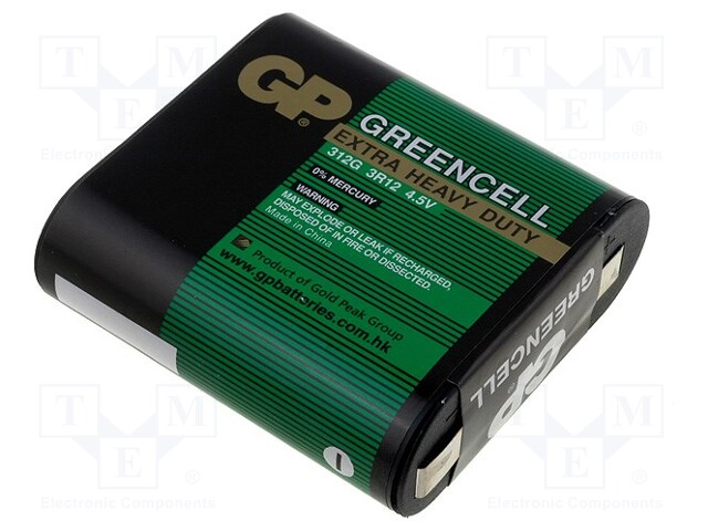 Battery: zinc-chloride; 4.5V; 3LR12,3R12; Batt.no: 1