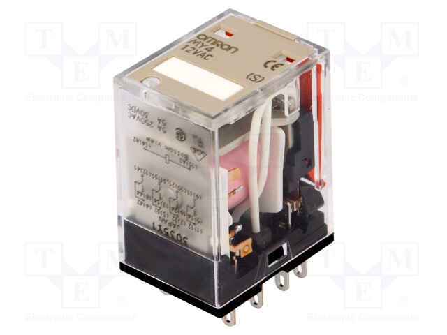 Relay: electromagnetic; 4PDT; Ucoil: 12VAC; 5A/220VAC; 5A/24VDC