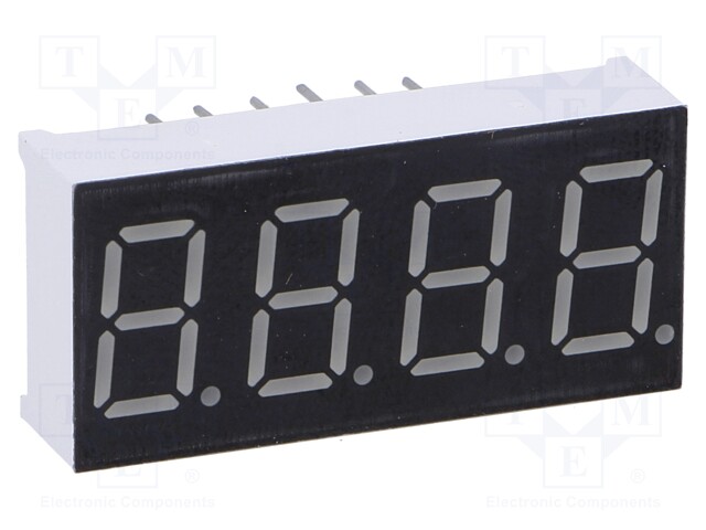 Display: LED; 7-segment; 9.2mm; 0.36"; No.char: 4; red; 2÷4mcd; anode