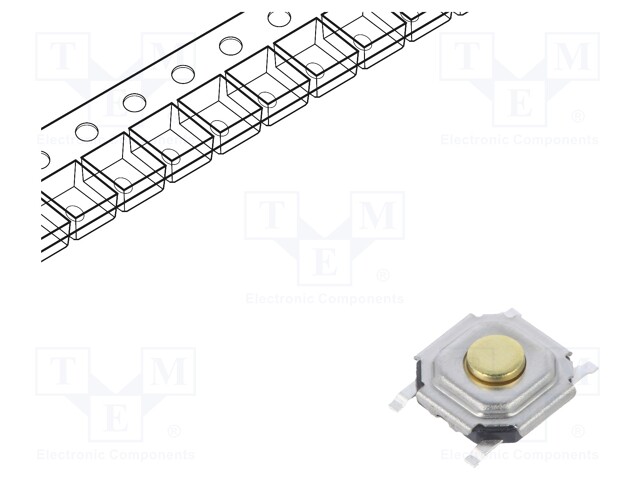 Microswitch TACT; SPST; Pos: 2; 0.05A/12VDC; SMT; 1N; 5.2x5.2x1.5mm
