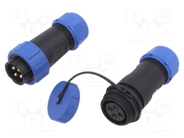 Connector: circular; male + female; PIN: 4; 3A; IP67; 500V