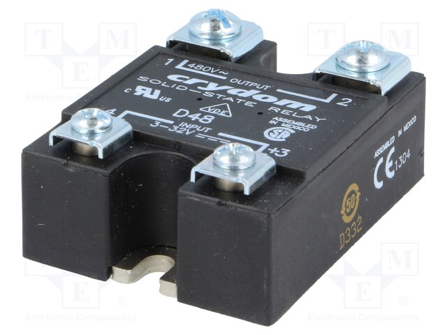 Relay: solid state; Ucntrl: 4÷32VDC; 25A; 48÷530VAC; -40÷80°C; IP00