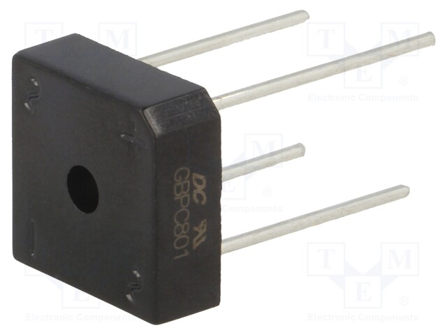 Single-phase bridge rectifier; Urmax:100V; If:8A; Ifsm:175A