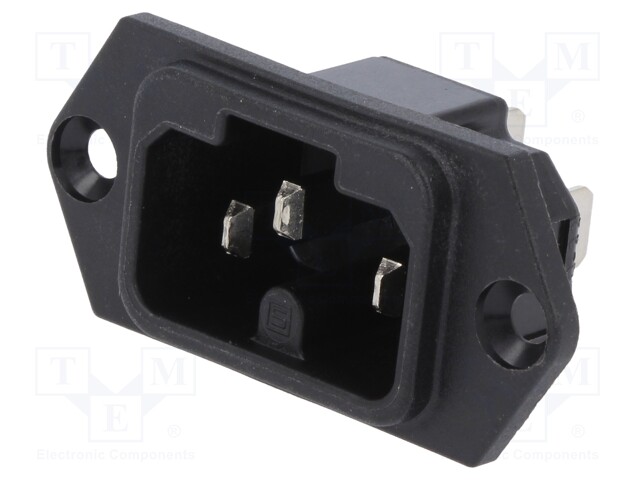 Connector: AC supply; socket; male; 10A; 250VAC; IEC 60320; C16A