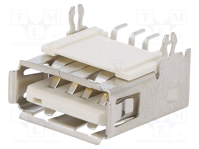 Socket; USB A; on PCBs; SMT; PIN: 4; horizontal; USB 2.0; white
