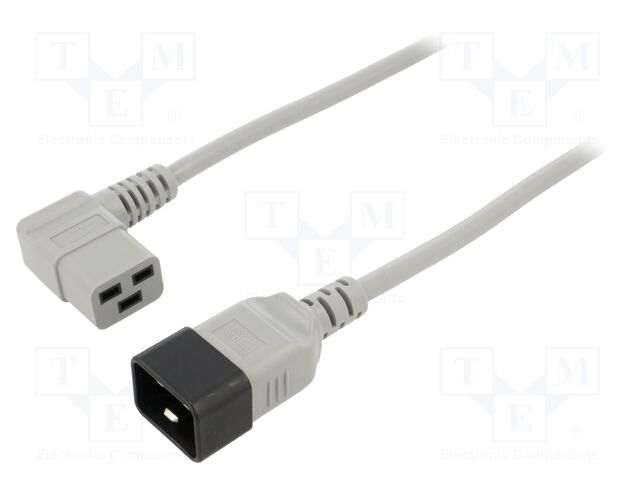 Cable; 3x1.5mm2; IEC C19 female angled,IEC C20 male; PVC; 3m