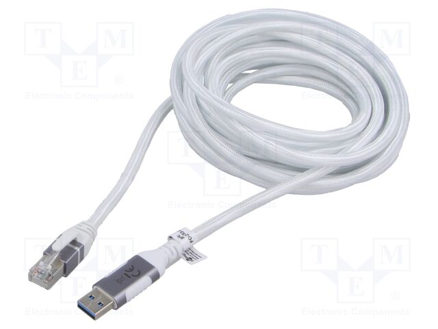 Cable; USB 3.0; RJ45 plug,USB A plug; nickel plated; 7.5m; white