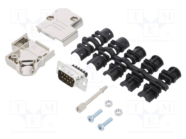 D-Sub; PIN: 9; male; shielded,metalized; angled 45°; for cable