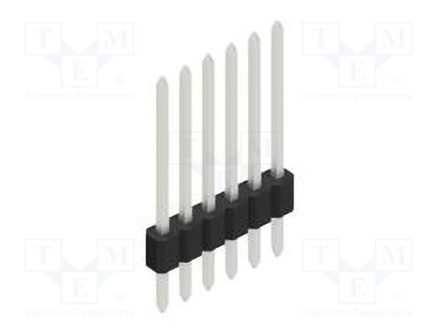 Connector: pin strips; pin header; male; PIN: 6; 1.27mm; THT; 1x6