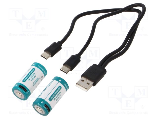 Re-battery: Li-Ion; 16340,RCR123A; 3V; 1000mAh; Ø16.6x35mm